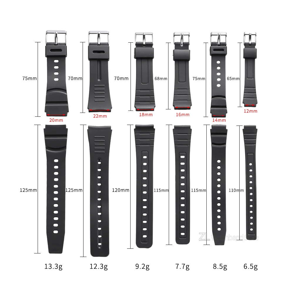 12/14/16/18/20/22mm Bracelet For CASIO Silicone Watch Strap for W800H SGW400 F91W F84 F105/108 A158/168 AE1200/1300 Resin Belts view 6