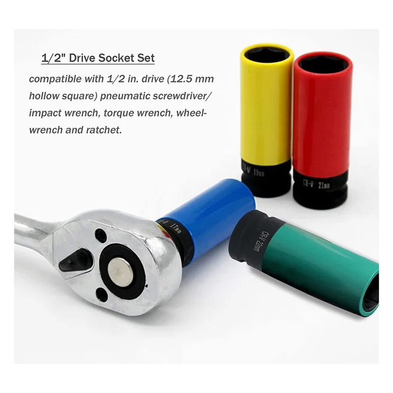 【Rushed】مجموعة أكمام بلاستيكية لواقي عجلة القيادة مقبس الصدمات 17 مم، 19 مم، 21 مم، و22 مم