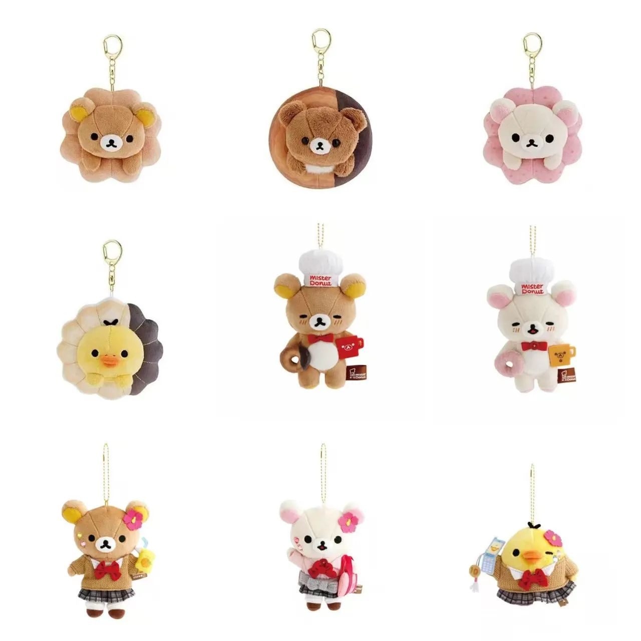 Rilakkuma Chef Donut Series Plush Toys Korilakkuma Plushie Kiiroitori Bag Pendant Chairoikoguma Accessories For Birthday Gift