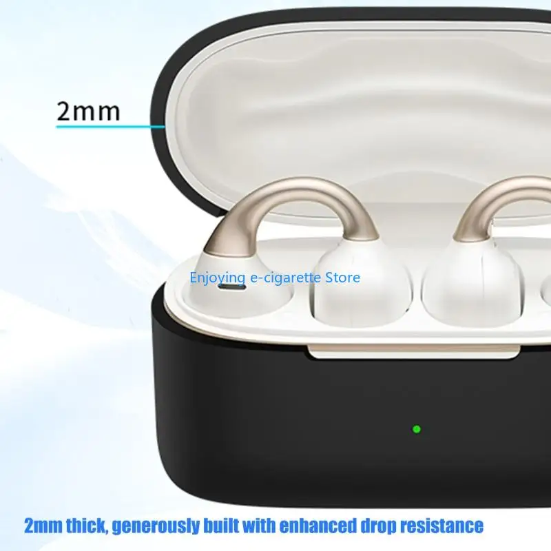 Ear Clip Headphone Charging Case Cover, Molded Silicone Protective Shell with Carabiner and Front Access Opening Y4QF