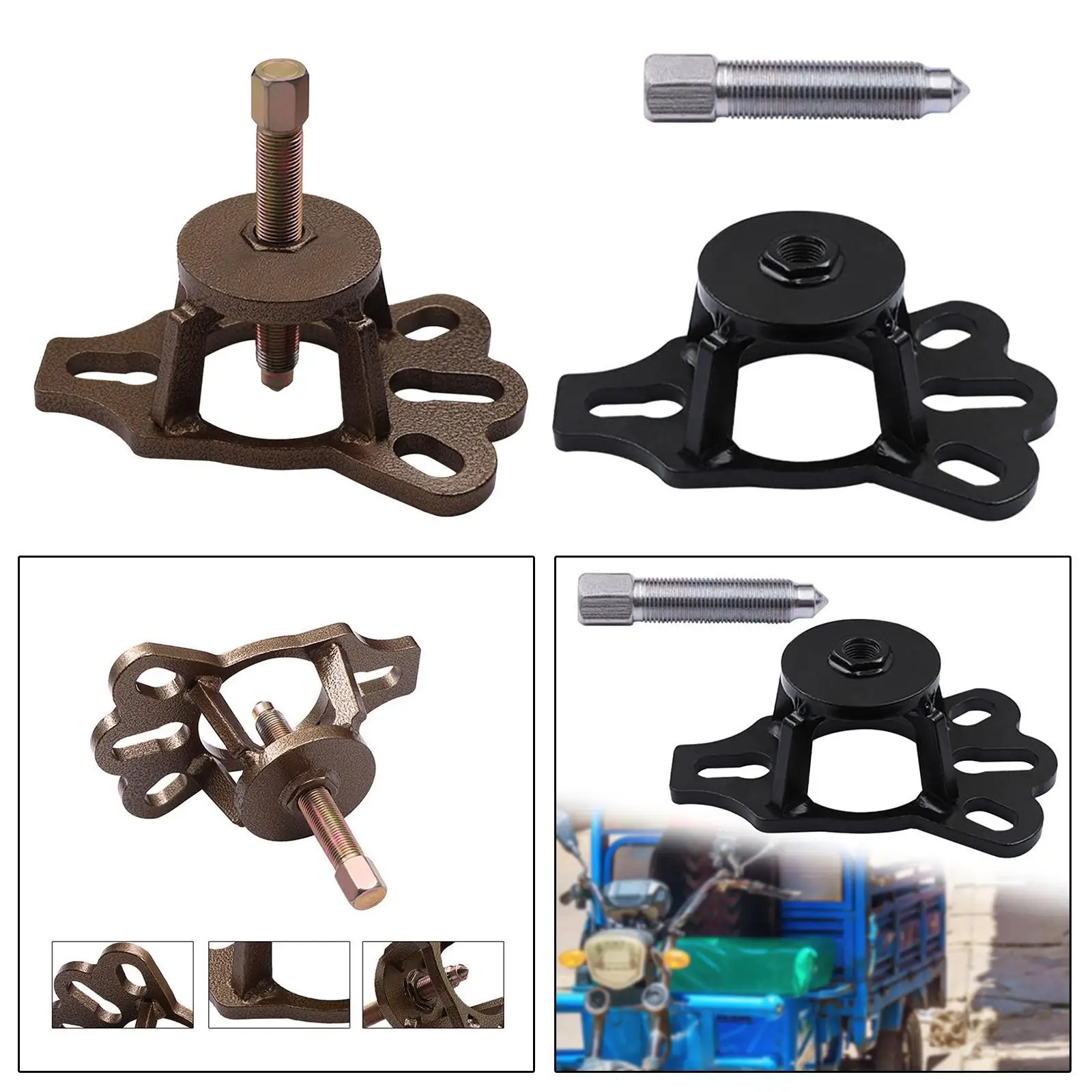 Ferramenta genérica de remoção de tambor de freio de triciclo, versátil, universal, kit removedor de reparo de motocicleta, extrator de cubo de roda