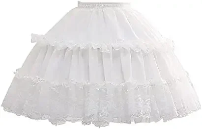 Ragazze bambini Lolita Cosplay corto sottoveste volant pizzo floreale 2 cerchio fiore ragazza gonna sottoveste