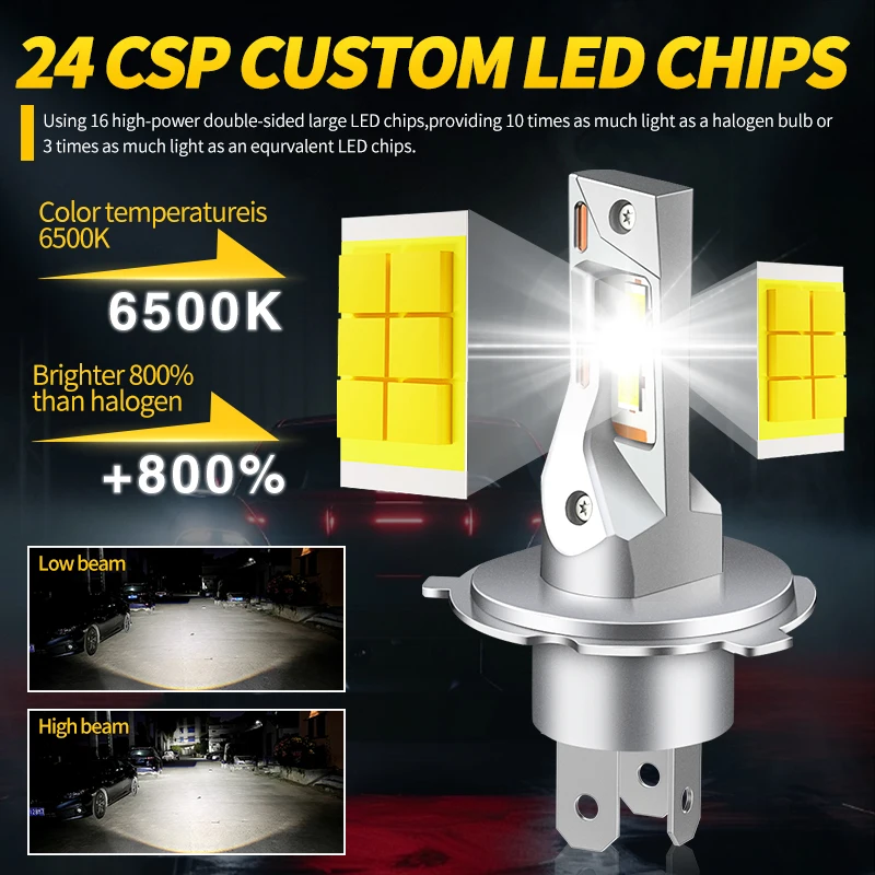 1 قطعة/2 قطعة H4 HB2 9003 السوبر مشرق دراجة نارية LED المصابيح الأمامية 20000LM 24 واط عالية الطاقة الأضواء لهوندا CB750 1970s-1990s