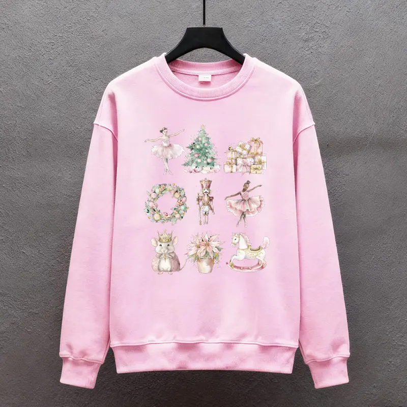 بلوزات كسارة البندق المائية قميص طويل الأكمام الأسرة عيد الميلاد الزي احتفالي الجرافيك المحملة عيد الميلاد طاقم النساء الطالبات