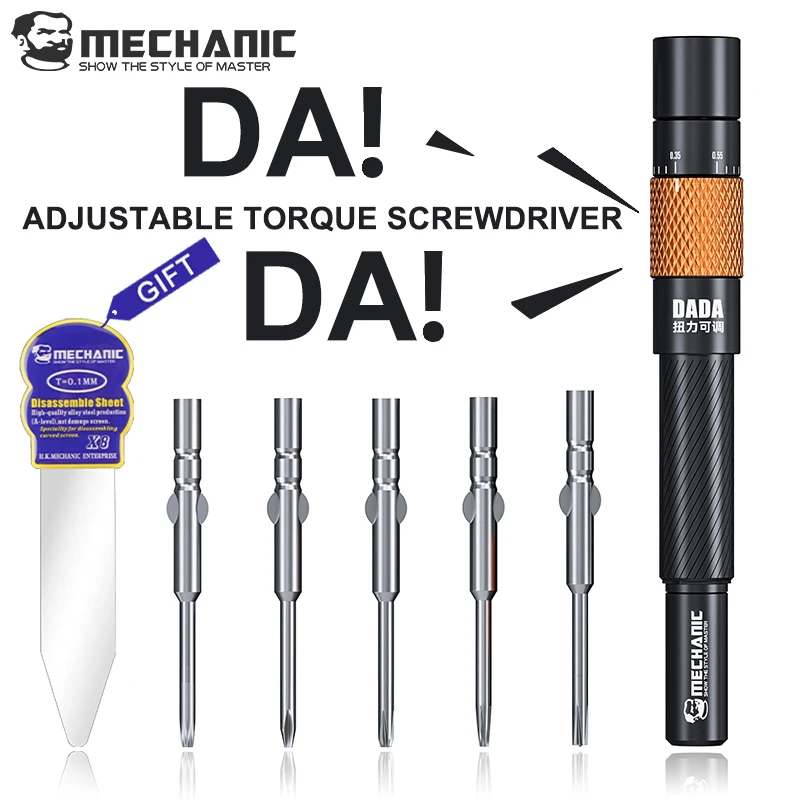MECHANIC DADA Adjustable Torque Screwdriver Phone Disassembly Repair 35-0.55N.cm Auto-Lock Prevents Over-Tightening & Damage