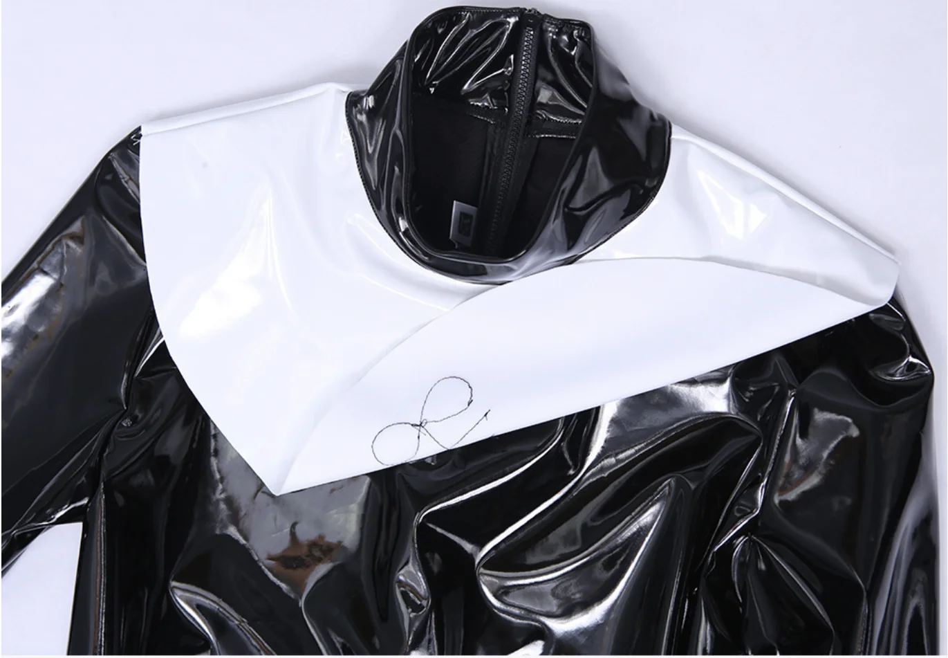Muslim Nun Suit Two Piece Women Lady Stage Show Latex Ammonium Long-sleeved Tight Stretchy Suit