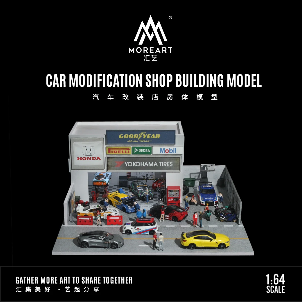 MoreArt+TimeMicro 1:64 Car modification shop body light version assembly display scene - IN STOCK