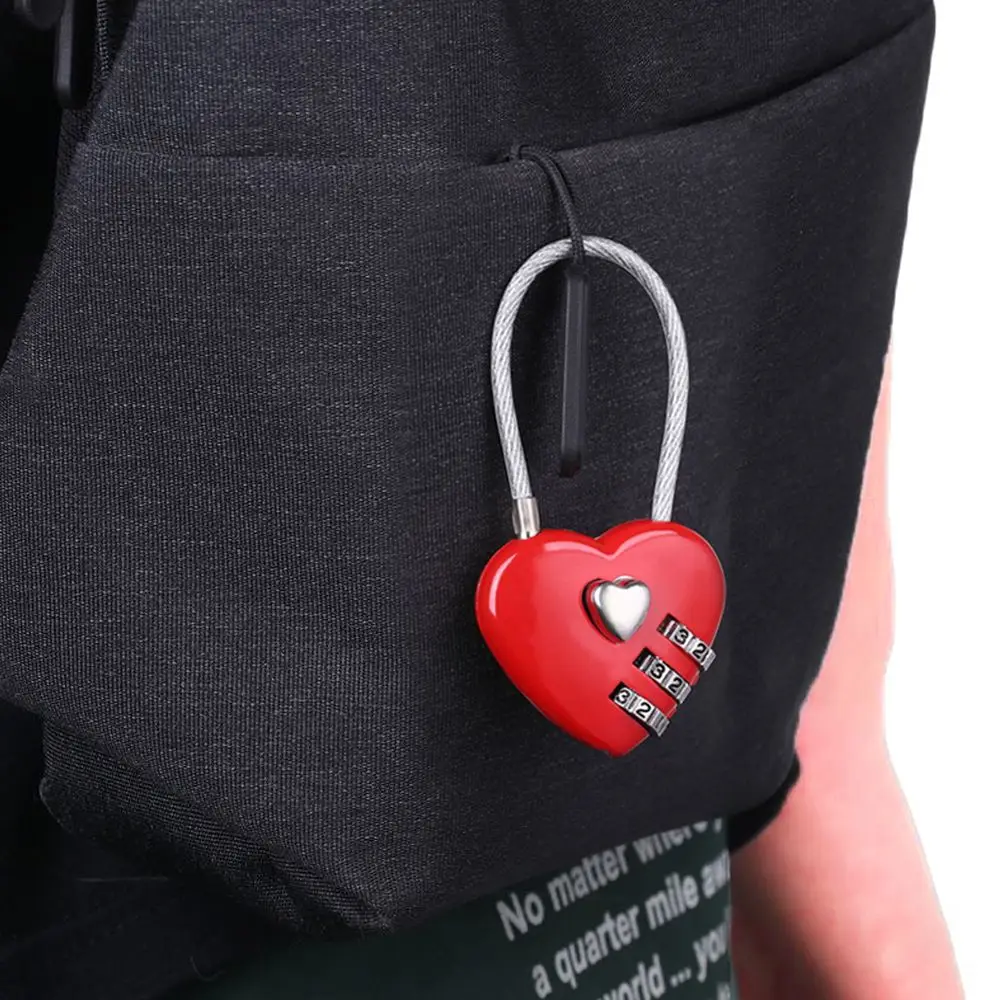 1pc Outdoor HOT Valentine's Day Travel Suitcase Luggage Code Padlock Security Tool 3 Digit Password Heart Shaped Lock