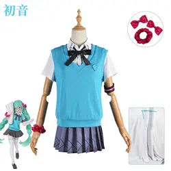 Virtual Idol Cosplay Outfit for Miku Hatsune 16th Anniversary, Anime JK Uniform, Blue, Sweet and Cute Role-playing Costume Set