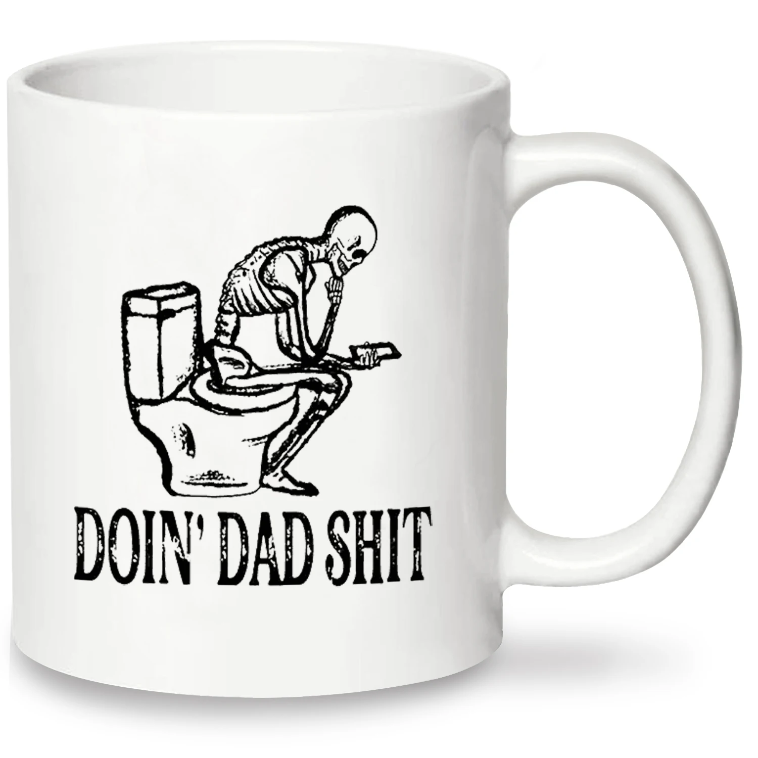 1pc, Dad Shit Funny Coffee Mug - Funny Skeleton Mug - 11oz Ceramic Tea Cup - Humor Mug For Dad Father's Day (11oz, White)