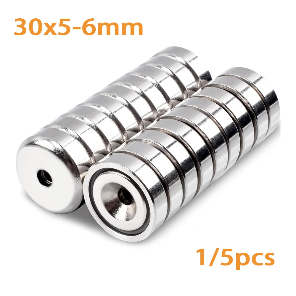 

1/5/10pcs Ring Round Magnets with Holes 30x5-6mm Nickel Plated Magnets Super Strong Magnets for Kitchen Refrigerator Wholesale