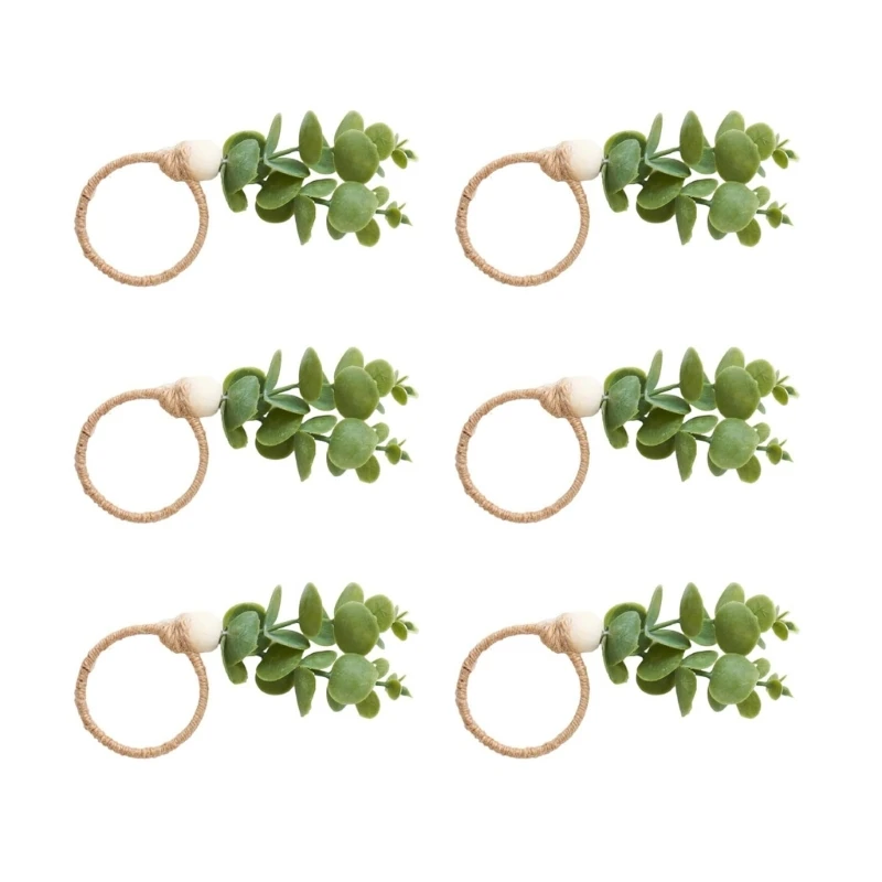 6/12Pcs Elegant Napkin Buckle Rustics Leaf Napkin Rings Weddings Party Table Decorations for Dining Table Setting K92A