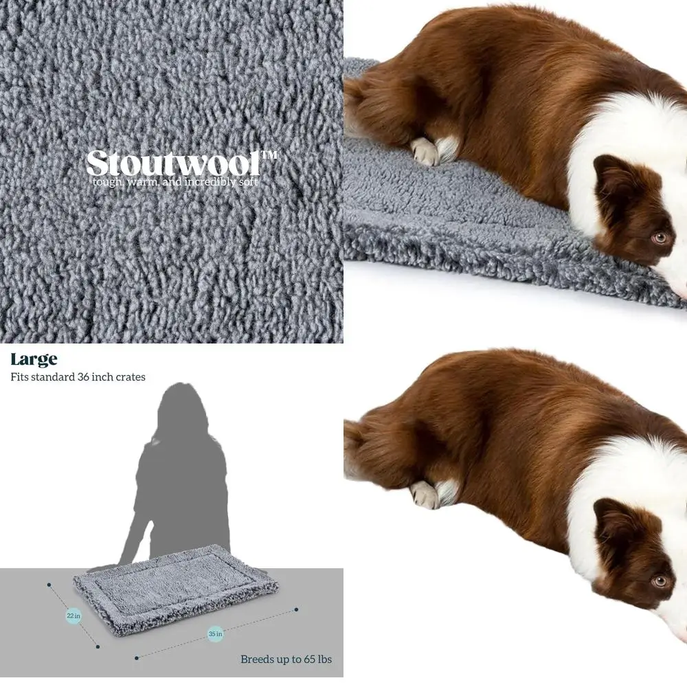 

Неразрушимая подушка для ящика для собак — жевательная и пушистая для крупных пород — подходит для ящика 36 — уголь 35x22