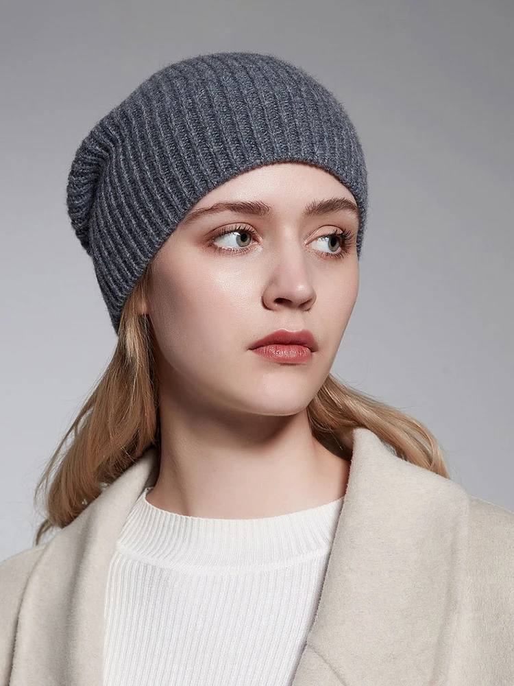 Pure Wool Beanies Stocking Caps Winter Women Men Knitted Bonnet Cap Hat Soild Colour Autumn Winter