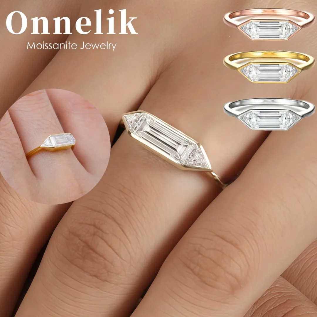 

Onnelik S925 Sterling Silver D Color 1.2ct VVS1 Moissanite Lab Diamond Ring Minimalist Wedding Band Fine Jewelry Gift for Women
