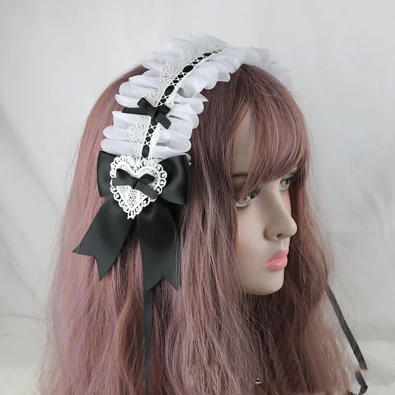 Japanese Sweet Lovely Cute Lolita Maid Hairband Hair BandLace Ribbon Bowknot Headband Cosplay Headdress Accessories