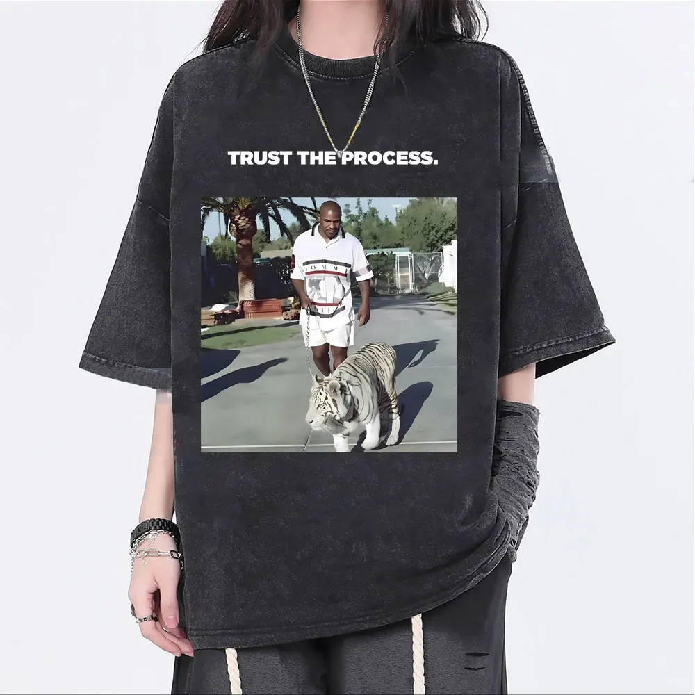 

Truse The Process Mike Tyson Tiger Washed Vintage T-shirt Men Women Retro Boxing T Shirts Men's Cotton Casual Oversized T-shirts