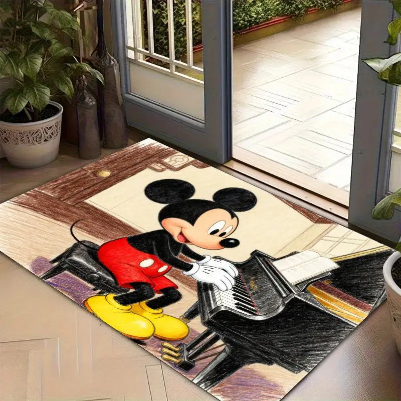 1 Stück Disney Mickey Mouse Playing Piano Bodenmatte, weicher, rutschfester, dekorativer Teppich, 50 x 80 cm (19,68 x 31,49 Zoll) Cartoon-Charakter Th