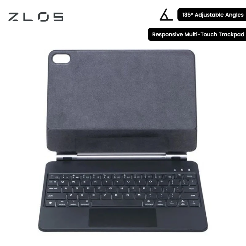 

Чехол с беспроводной клавиатурой ZLOS KNM02 для iPad Pro 11 дюймов, 2025/iPad 10-го поколения, 10,9 дюйма, 2022, тачпад, 7-цветная подсветка, плавающая подставка