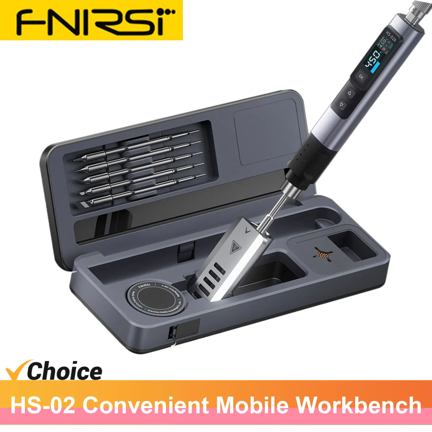 

FNIRSI HS02 Original Smart Soldering Iron HS-02 Convenient and Fast Mobile Workbench Storage Box Soldering Iron Set