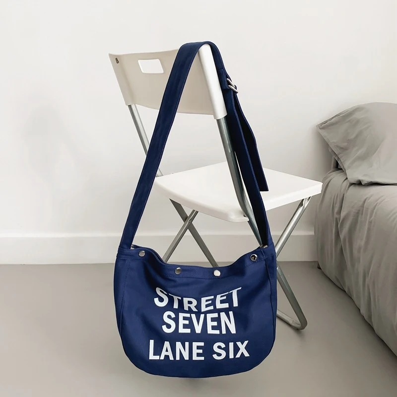 

Japanese-style puppy print double-sided canvas bag, unisex trendy casual crossbody messenger bag, large-capacity tote bag for st