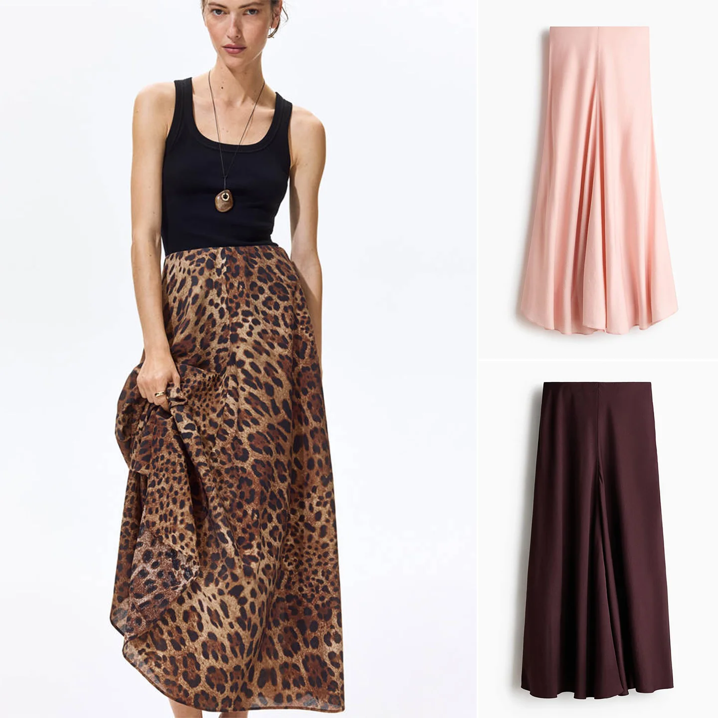 

Summer New Women's Casual Loose High Waist Midi A-Line Flared Skirt Polyester Fiber Washed Processed Ladies High Waist Skirt