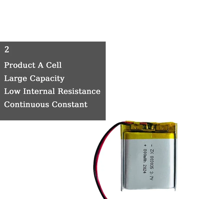 3.7V Lithium Polymer Battery 803035 (800mAh) 503035(500mAh)Digital Camera Metal Detector Bluetooth Speaker