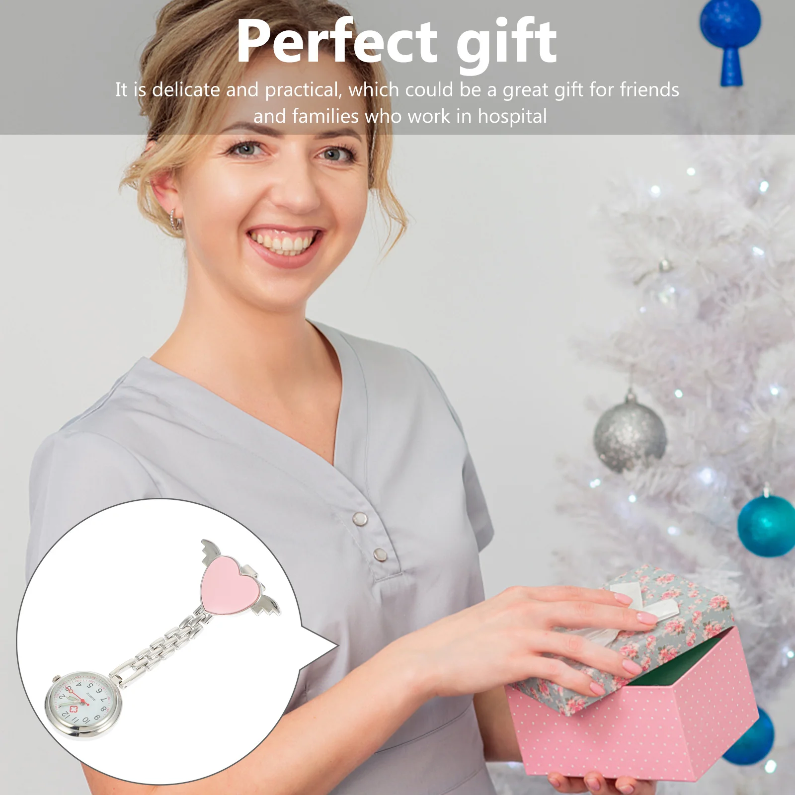 ساعة جيب للممرضات بتصميم قلب، ساعة عمل طبية من الزجاج المضيء، خفيفة الوزن ومتينة للنساء #1