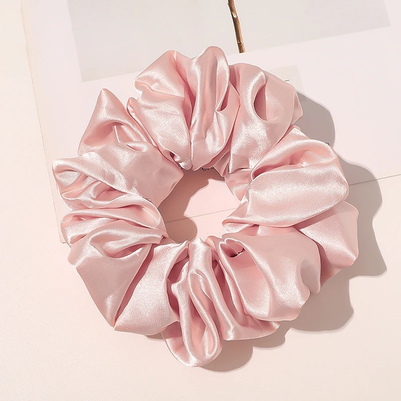 Grandes Scrunchies de seda de cetim para mulheres, cor pura, elásticos, laços de cabelo, elástico, acessórios de luxo, 14cm