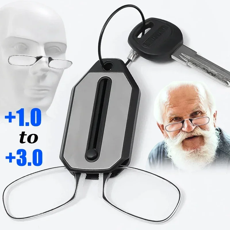 Thin Light Pinch Nose Convenient Presbyopic Glasses Portable Folding Integrated Presbyopic Glasses Keychain Legless HD Glasses