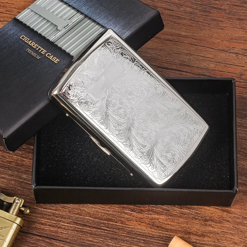 

Cigarette case 12 pack Metal Cigarette Box Vintage Anti pressure with Gift Box Cigarette pack Storage Box Smoking Accessories