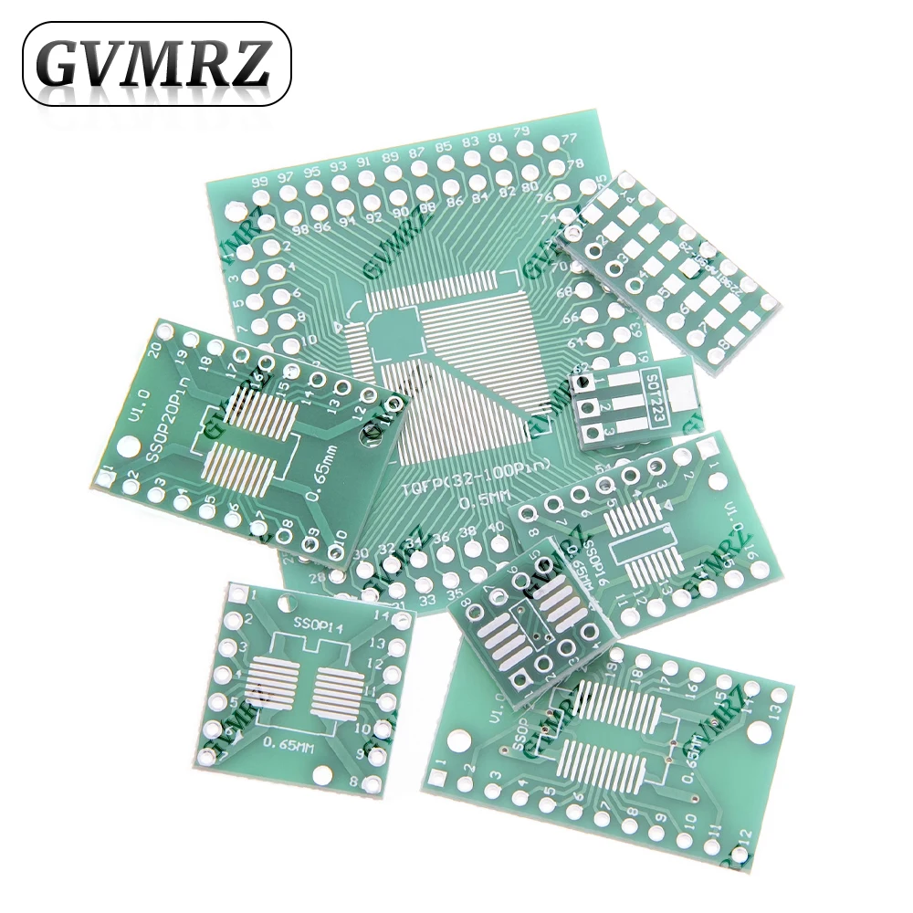 SMD to DIP PCB Adapter Board Kit for 0402/0603/0805 SOT23 SOT89 SOP TSSOP QFP IC Conversion