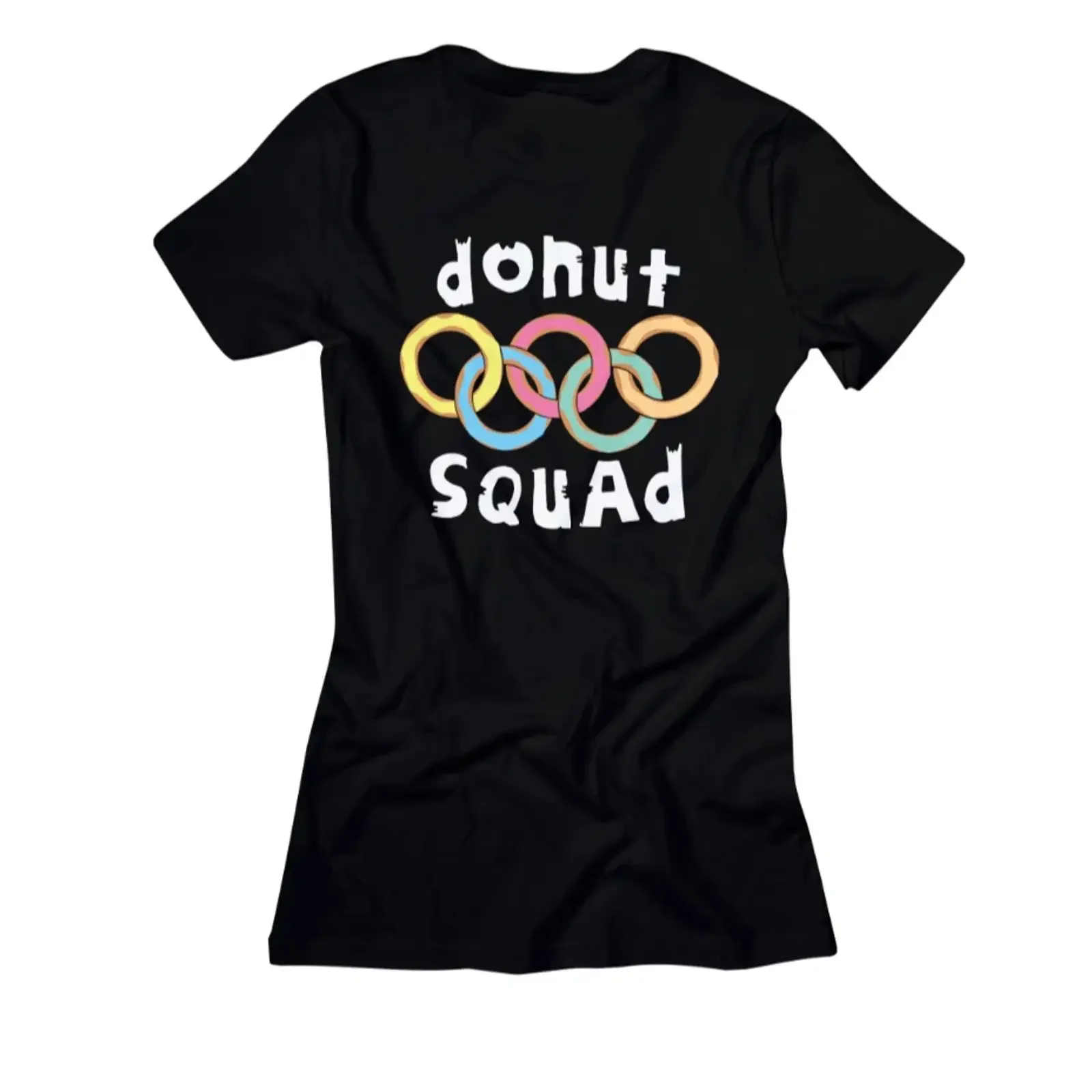 Damen T Shirt Donut Squad Print Sommershirt Essen Food Design Baumwolle vintage Washed streetwear Soft Versatile Stretched