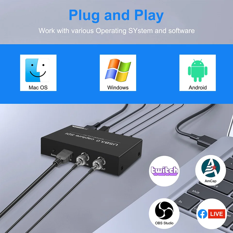 Imagem -05 - Sdi Hdmi para Usb3.0 Vídeo Placa de Captura de Áudio 1080p60hz com Sdi Loopout Usb3.0 Gravador para Sdi Câmera Médica pc Streaming ao Vivo