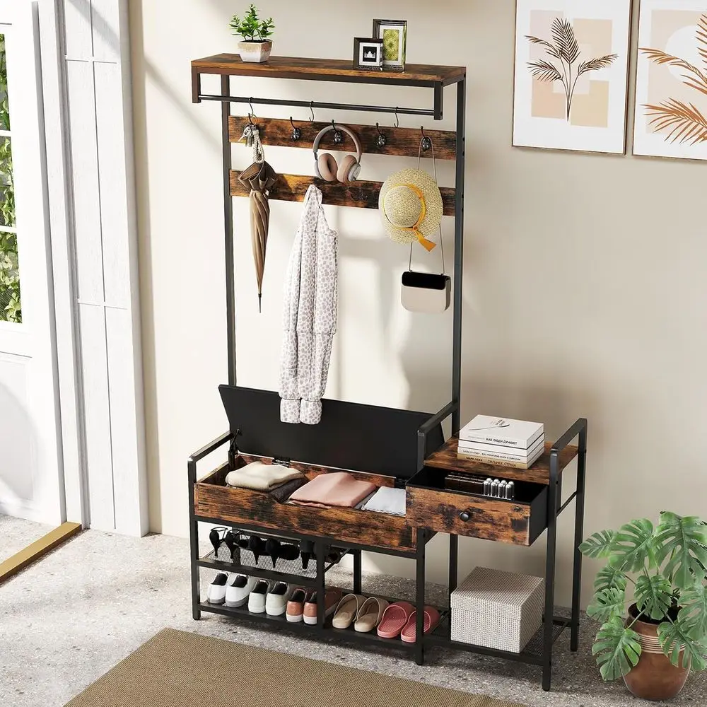 Hall Tree With Benc…