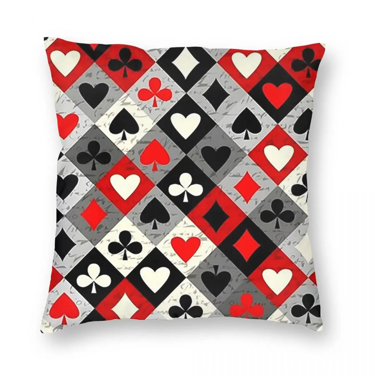 

Винтажная наволочка с узором игральных карт для казино и покера, декоративная квадратная наволочка для подушки, комфортная декоративная подушка для дома и автомобиля