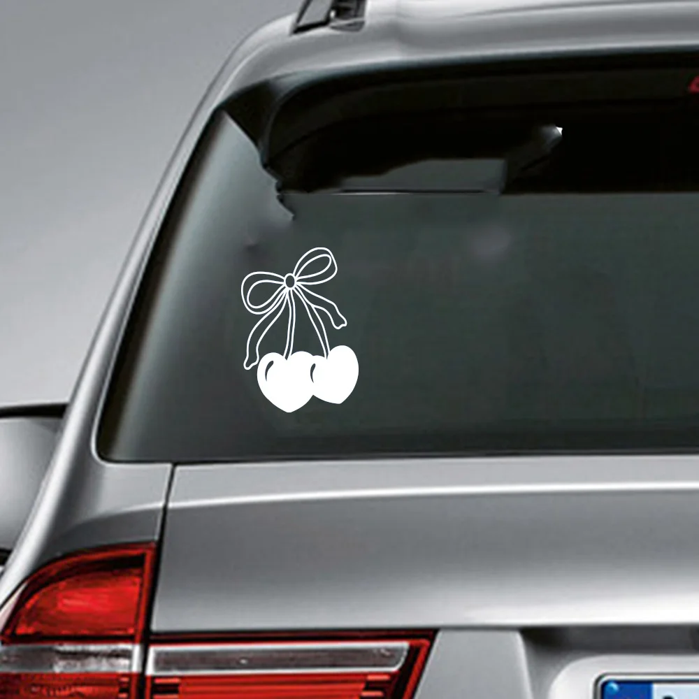 Girly Cherry Bow Car Sticker Decal Coquette Bow Aesthetic for Auto Vehicle Gas Cap Window Decor