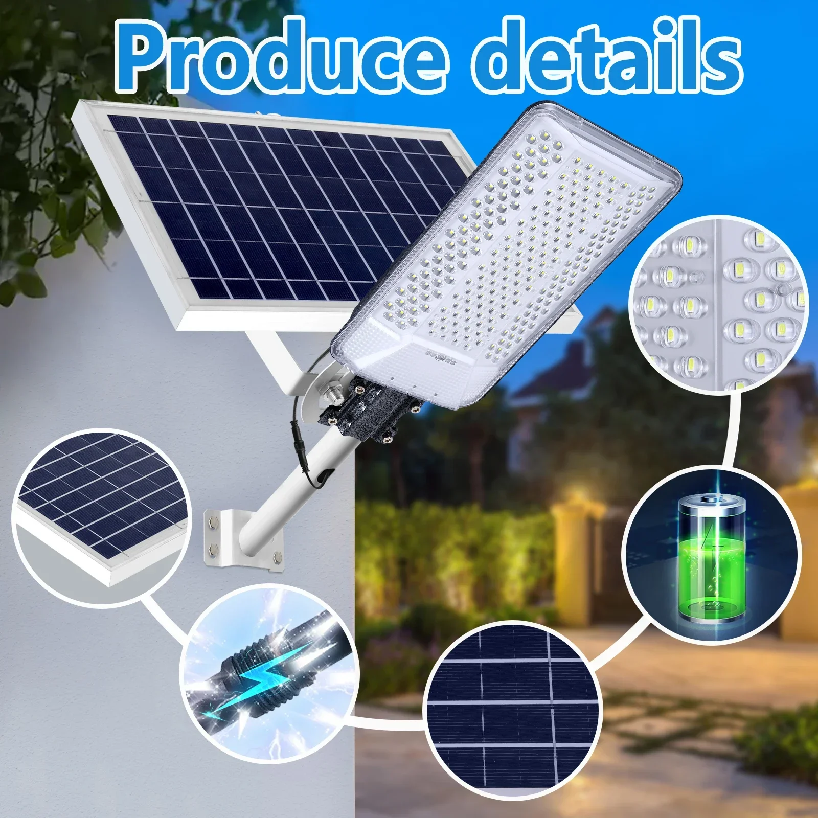 5000w Solar Street Lamp Outdoor Solar Light Waterproof Sports Remote Control Safety Lighting Garden Lighting Garden Decoration