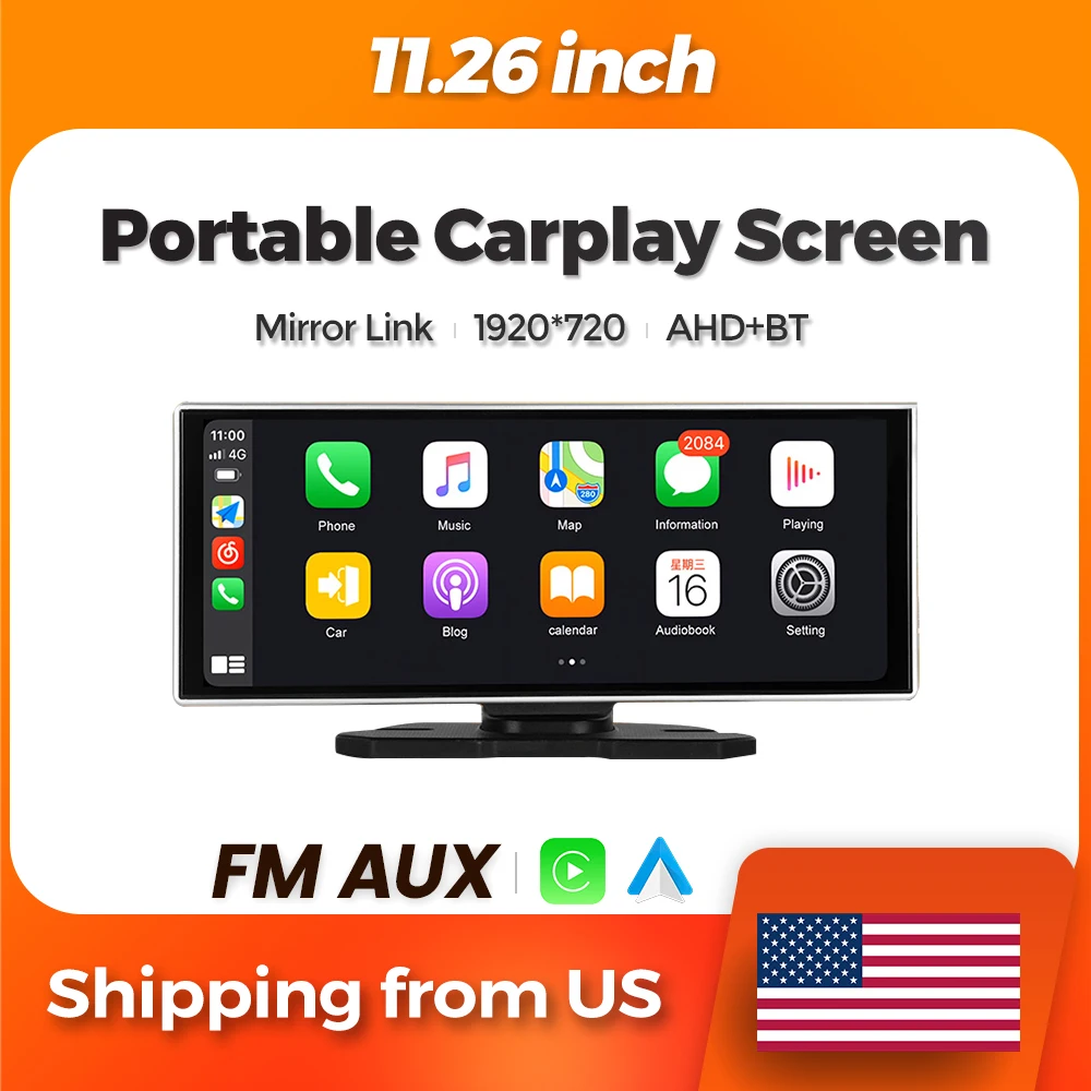 MEKEDE المحمولة 11.26 بوصة العالمي سيارة الوسائط المتعددة شاشة تعمل باللمس واي فاي FM AUX راديو السيارة الملاحة اللاسلكية Carplay أندرويد السيارات