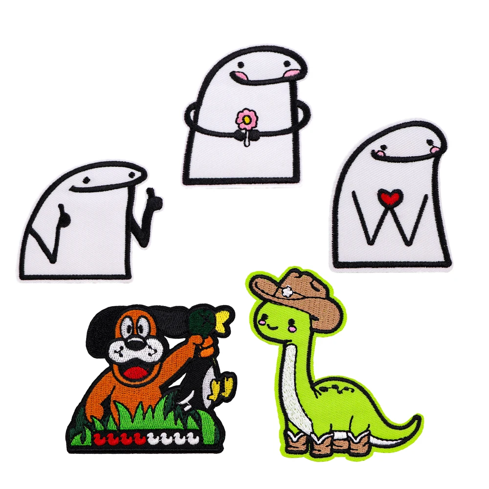 

Cute Dinosaur Exquisite Embroidered Patch Emblem Iron On Cloth Appliques Thermo Adhesive For Jacket T-shirt DIY