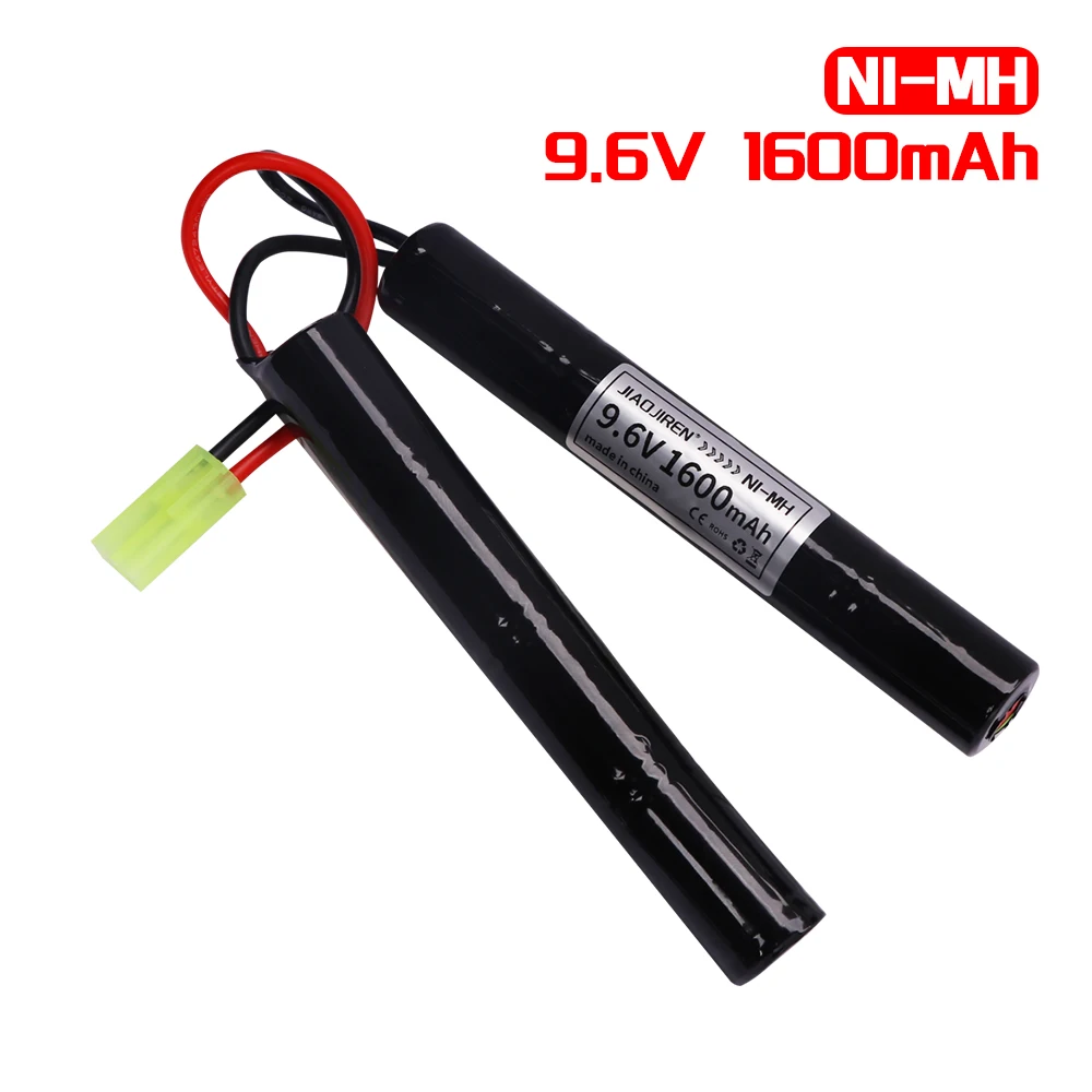 แบตเตอรี่ Ni-Mh 2/3A 9.6V 1600mAh แบบ Butterfly สำหรับปืนอัดลม พร้อมหัวต่อ Mini Tamiya สำหรับปืน M110, SR25, M249, M240B, MP5, M14, G36C