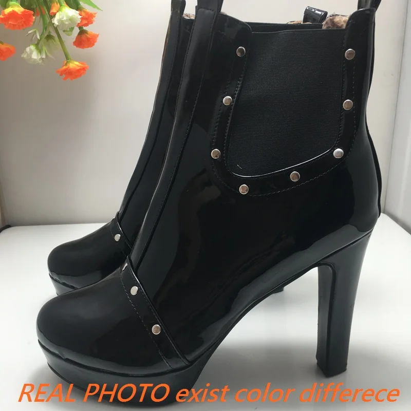 REAVE CAT 49 50 Ankle Boots Women High Heels Platform Boots Rivets Red Black Blue Shoe F1417