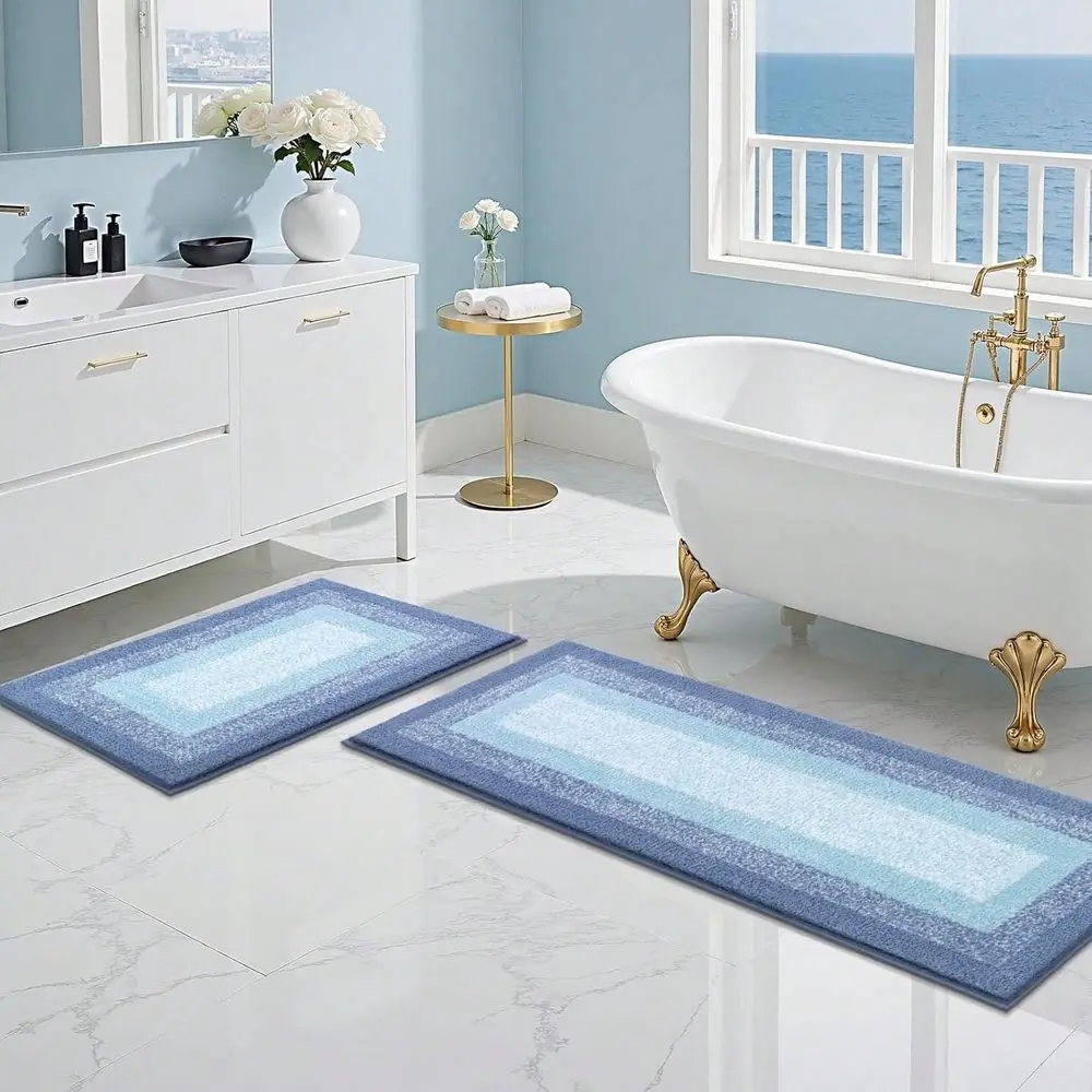 

Набор ковриков для ванной из 3 предметов, микрофибровые пушистые коврики, нескользящие ультрамягкие коврики, впитывающие влагу, с U-образным ковриком для унитаза.