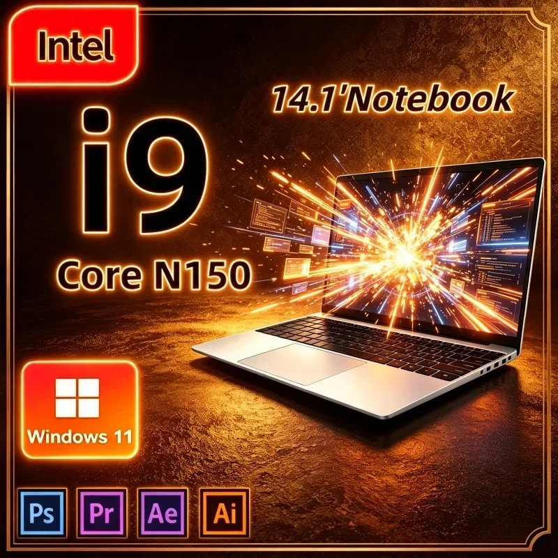 2026 Hot New 14.1‑inch Ultra Slim Laptop Intel Core N150 16GB 32GB 2TB Win11 Gaming Work Study Notebook PC