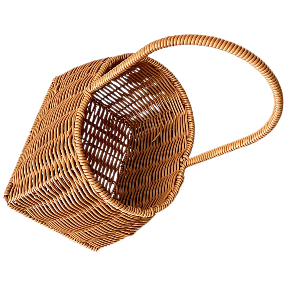

Woven Rattan Basket Handmade Unique Shape Wear Resistant Multi Functional Storage Picnic Gift Wedding Decor Rattan Woven Basket
