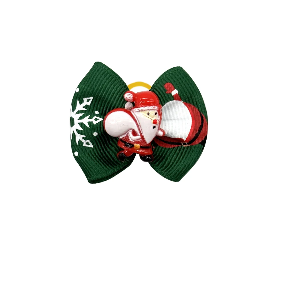 50/100PCS Christmas Decorate Dog Hair Bows Santa Clause Pet Hair Accessories Bows Rubber Bands for Small Dog Christmas Supplies