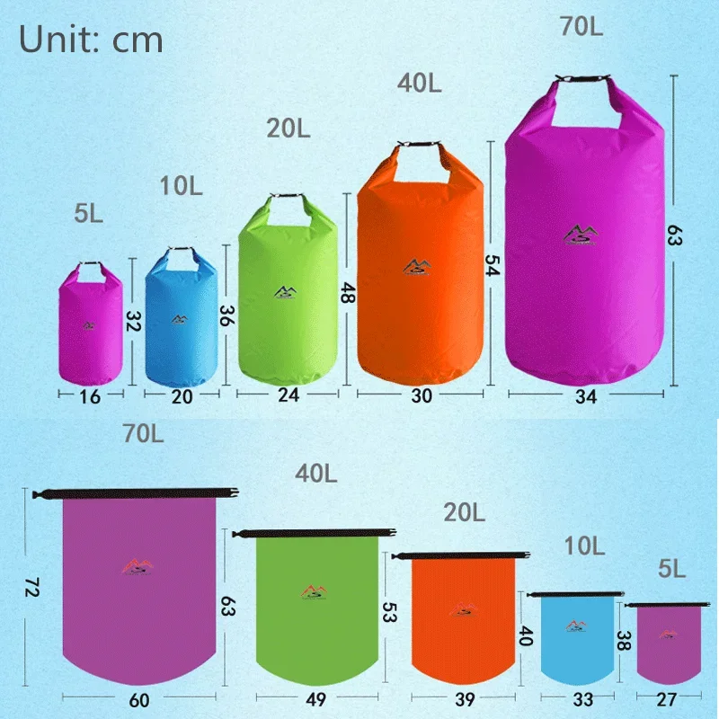 Sac étanche flottant de grande capacité pour la pêche, le bateau, le rafting, la natation, le sac sec extérieur, le paquet de stockage en poudre,
