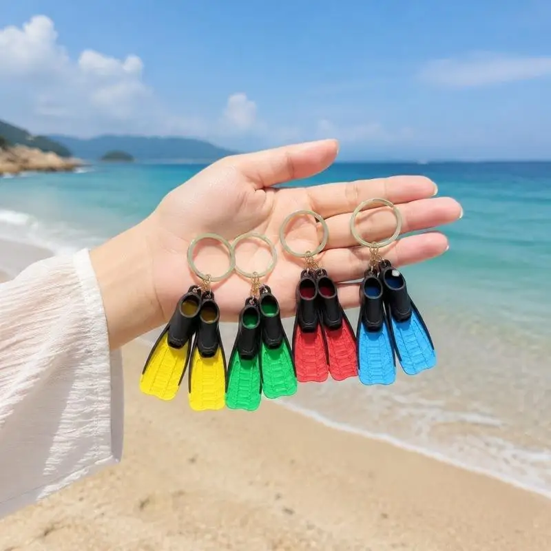 1 Stück 3D-gedruckter Mini-Tauchflossen-Schlüsselanhänger, Taucher-Geschenk, Neuheit für Sommer, Strand, Schwimmen, Anhänger für Taschen – Detail 5