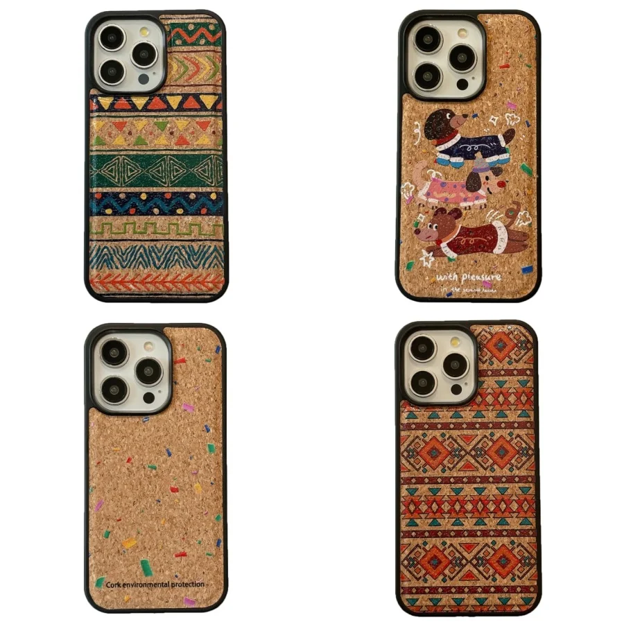 Cute Cartoon Dachshund Phone Case for Iphone 12 13 14 15 Pro Max Hot Sale Soft Cork Veneer Anti-fall Protective Cover