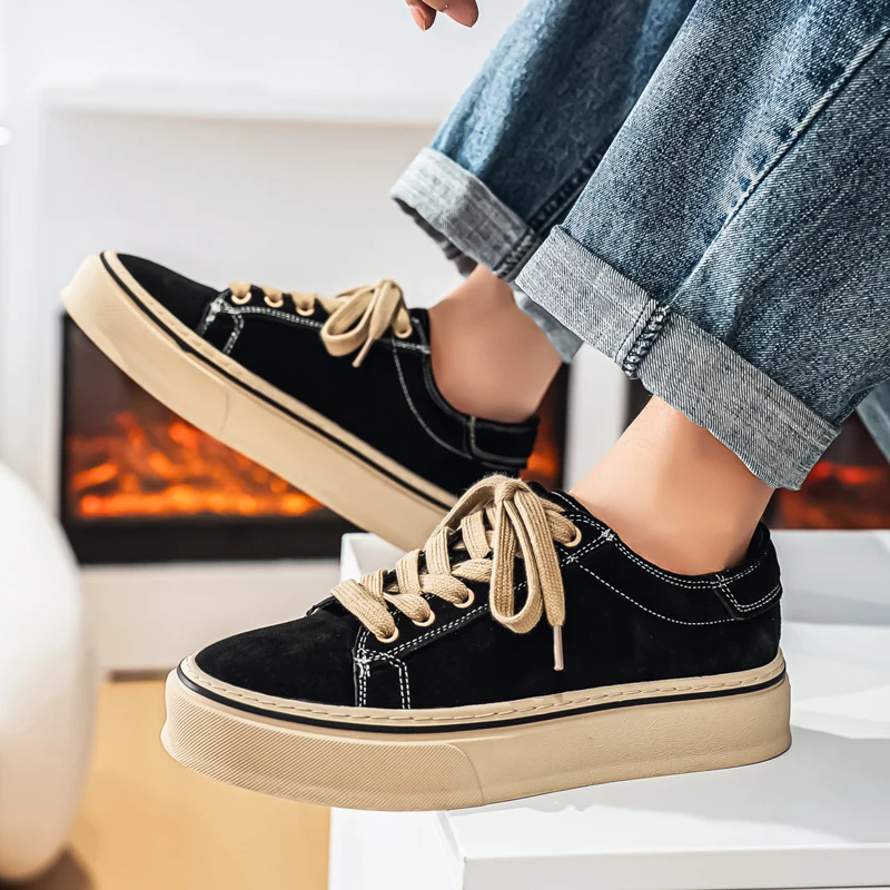 

Комфортные низкие мужские кроссовки на платформе, классические черные мужские парусиновые туфли, вулканизированная обувь на плоской подошве со шнуровкой для мужчин Chaussure Hommes